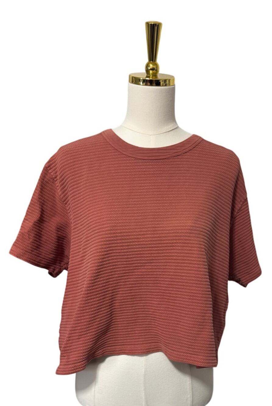 Big Bud Press Honeycomb Textured Crop Tee XL Rust Terracotta Made in USA